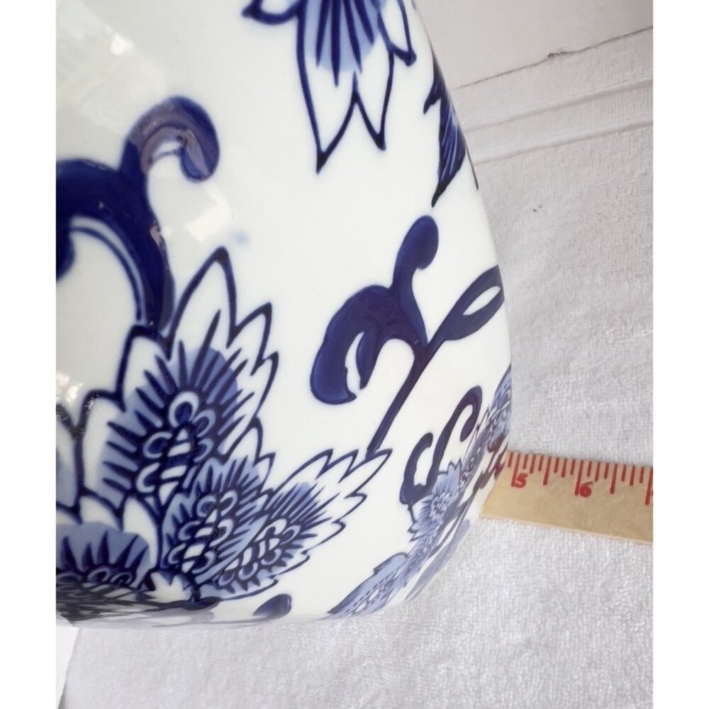 Vintage Chinoiserie Hexagon Ginger Jar Blue White15"H x 7"W Asian Home Decor - Picture 4 of 7